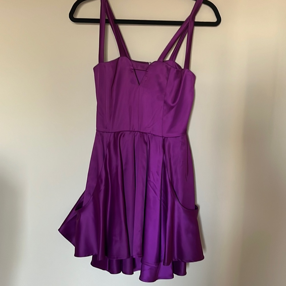 Medium strappy purple multi layered mini dress